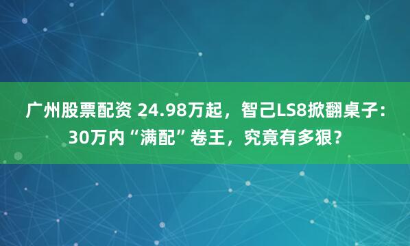 广州股票配资 24.98万起，智己LS8掀翻桌子：30万内“满配”卷王，究竟有多狠？